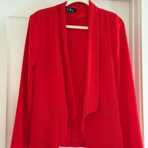 Lulu's Vibrant Red Open-Front Blazer